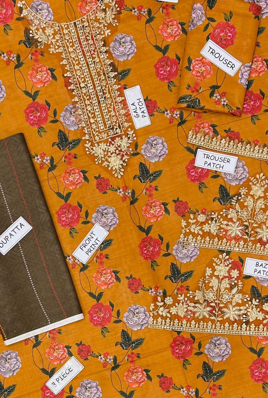 Mustard Floral 3-Piece Suit