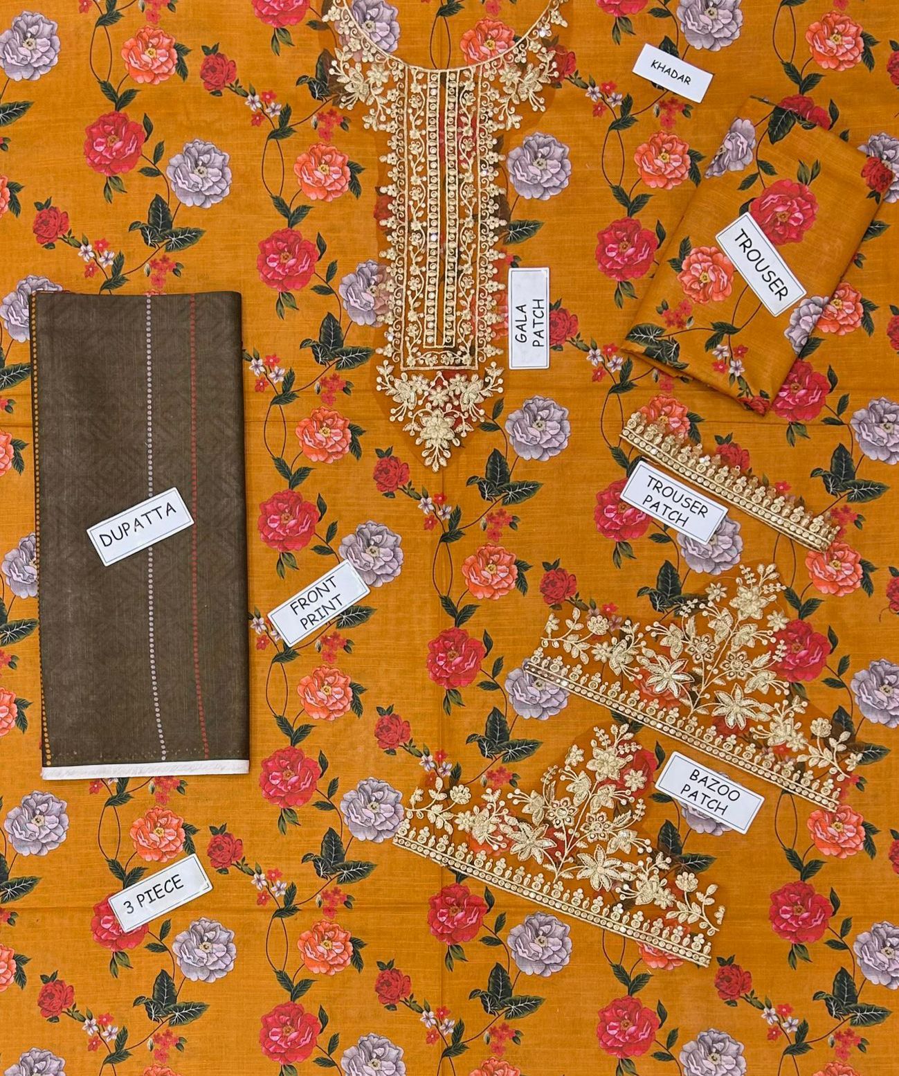 Mustard Floral 3-Piece Suit